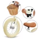 Bicicleta de echilibru fara pedale pentru copii, reglabila, roti de 12 inch, sonerie si cos, 3 ani+, Retro Classy Cream, Kidwell