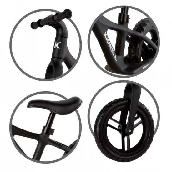 Bicicleta de echilibru fara pedale pentru copii, reglabila si roti Eva, ultra-usoara, Jogo Black Bicicleta de echilibru fara pedale pentru copii, reglabila si roti Eva, ultra-usoara, Jogo Black