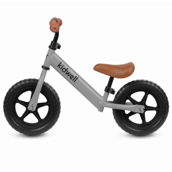 Bicicleta de echilibru fara pedale pentru copii, reglabila, roti late, Kidwell Rebel Gray