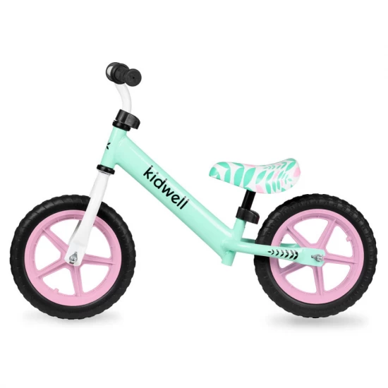Bicicleta de echilibru fara pedale pentru copii, reglabila, roti late, Kidwell Rebel Mint