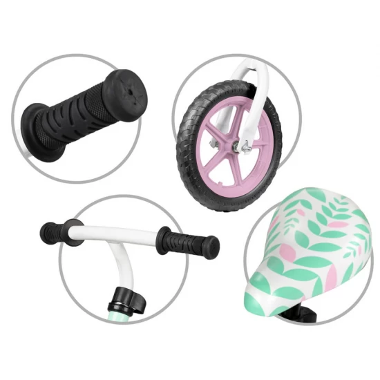Bicicleta de echilibru fara pedale pentru copii, reglabila, roti late, Kidwell Rebel Mint