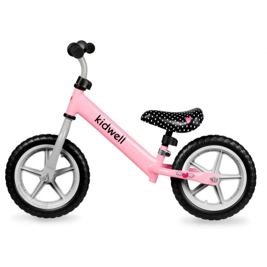 Bicicleta de echilibru fara pedale pentru copii, reglabila, roti late, KIdwell Rebel Pink