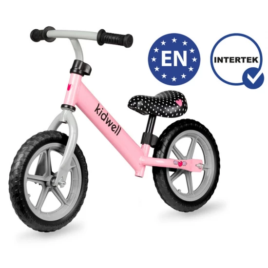 Bicicleta de echilibru fara pedale pentru copii, reglabila, roti late, KIdwell Rebel Pink