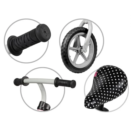 Bicicleta de echilibru fara pedale pentru copii, reglabila, roti late, KIdwell Rebel Pink
