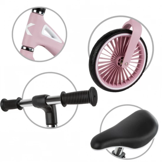 Bicicleta de echilibru fara pedale pentru copii, sa reglabila, 2 ani+, Nix Pink, Kidwell