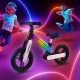 Bicicleta de echilibru fara pedale pentru copii, sa reglabila, cu lumini LED, roti Eva, 2 ani+, Suno Black White, Kidwell
