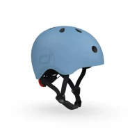 Casca de protectie pentru copii Scoot and Ride cu sistem de reglare magnetic, lumina LED, marimea M-L, 55-59 cm, Steel