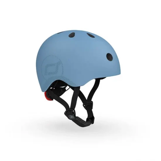 Casca de protectie pentru copii Scoot and Ride cu sistem de reglare magnetic, lumina LED, marimea M-L, 55-59 cm, Steel