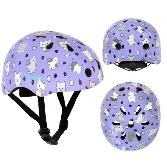 Casca de protectie pentru copii, sistem de reglare, marimea M, 52-56 cm, 3 ani+, Kidwell Orix Plus Kitty