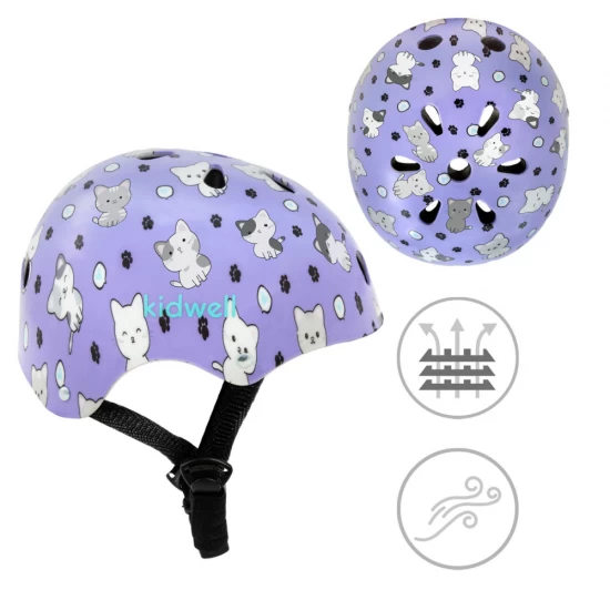 Casca de protectie pentru copii, sistem de reglare, marimea M, 52-56 cm, 3 ani+, Kidwell Orix Plus Kitty