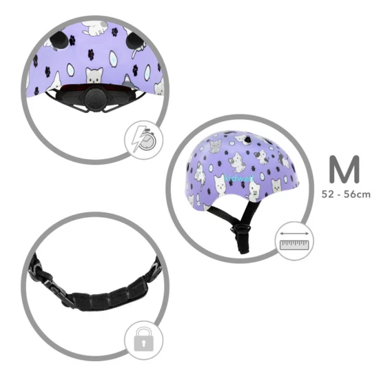 Casca de protectie pentru copii, sistem de reglare, marimea M, 52-56 cm, 3 ani+, Kidwell Orix Plus Kitty