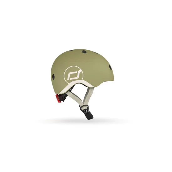 Casca de protectie pentru copii, sistem de reglare magnetic cu led, XXS-S, 45-51 cm, 1 an+, Olive, Scoot  Ride