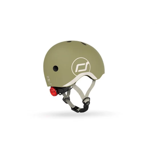 Casca de protectie pentru copii, sistem de reglare magnetic cu led, XXS-S, 45-51 cm, 1 an+, Olive, Scoot  Ride