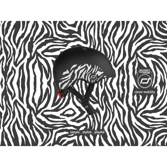 Casca de protectie pentru copii, sistem de reglare magnetic cu led, XXS-S, 45-51 cm, 1 an+, Zebra, Scoot Ride Casca de protectie pentru copii, sistem de reglare magnetic cu led, XXS-S, 45-51 cm, 1 an+, Zebra, Scoot Ride
