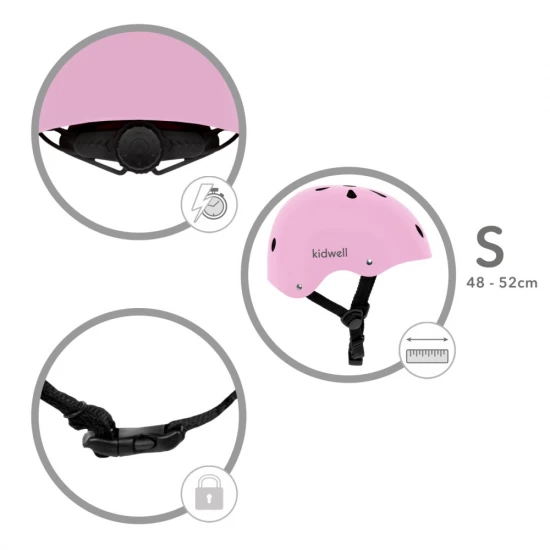 Casca de protectie pentru copii, sistem de reglare, S, 48-52 cm, 1 an+, Orix Pink, Kidwell