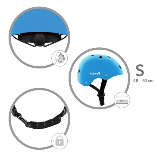 Casca de protectie pentru copii, sistem de reglare, marimea S, 48-52 cm, 1 an+, Orix Blue, Kidwell