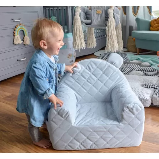 Fotoliu pentru copii cu spatar catifea Velvet Ursulet Teddy Mint Fotoliu pentru copii cu spatar catifea Velvet Ursulet Teddy Mint