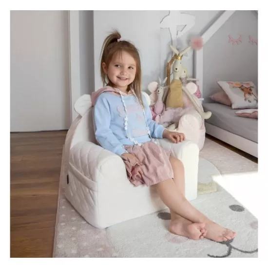 Fotoliu pentru copii cu spatar catifea Velvet Ursulet Teddy Ecru Fotoliu pentru copii cu spatar catifea Velvet Ursulet Teddy Ecru