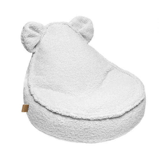 Fotoliu puf pentru copii MeowBaby Bearly, OEKO-TEX, Alb, 58x50x67cm