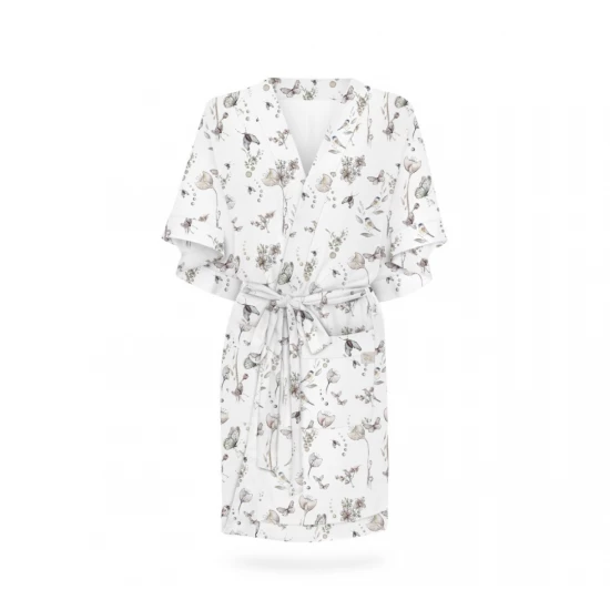 Halat Kimono pentru gravide si mamici, bumbac, marime universala, Natur Halat Kimono pentru gravide si mamici, bumbac, marime universala, Natur