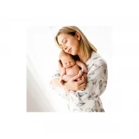 Halat Kimono pentru gravide si mamici, bumbac, marime universala, Natur