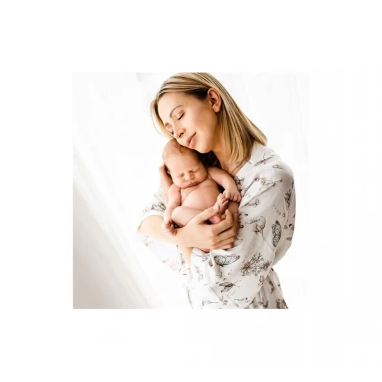 Halat Kimono pentru gravide si mamici, bumbac, marime universala, Natur Halat Kimono pentru gravide si mamici, bumbac, marime universala, Natur