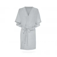 Halat Kimono pentru gravide si mamici, vascoza si in, marime universala, Gri Puf