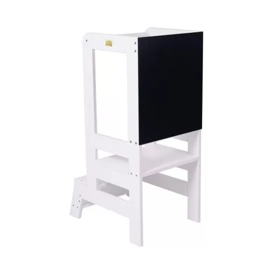 Inaltator Learning Tower Ajustabil cu tabla de scris, Ajutor de bucatarie MeowBaby, lemn Alb Inaltator Learning Tower Ajustabil cu tabla de scris, Ajutor de bucatarie MeowBaby, lemn Alb
