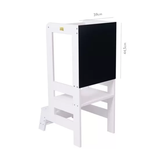 Inaltator Learning Tower Ajustabil cu tabla de scris, Ajutor de bucatarie MeowBaby, lemn Alb Inaltator Learning Tower Ajustabil cu tabla de scris, Ajutor de bucatarie MeowBaby, lemn Alb