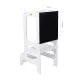 Inaltator Learning Tower Ajustabil cu tabla de scris, Ajutor de bucatarie MeowBaby, lemn Alb Inaltator Learning Tower Ajustabil cu tabla de scris, Ajutor de bucatarie MeowBaby, lemn Alb