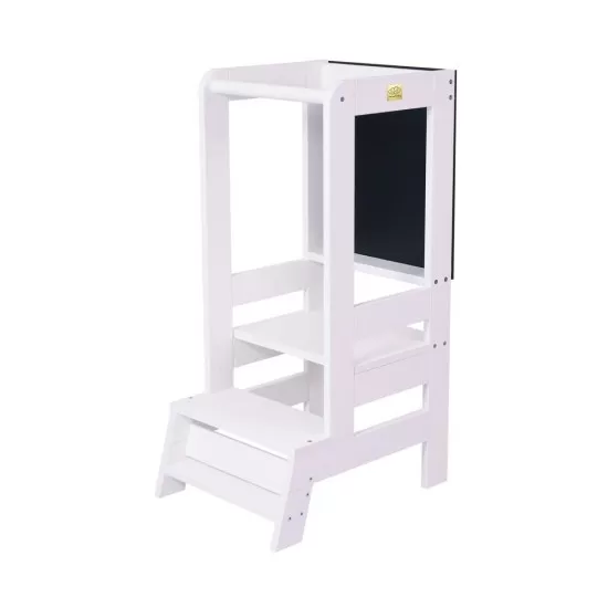 Inaltator Learning Tower Ajustabil cu tabla de scris, Ajutor de bucatarie MeowBaby, lemn Alb Inaltator Learning Tower Ajustabil cu tabla de scris, Ajutor de bucatarie MeowBaby, lemn Alb