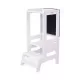 Inaltator Learning Tower Ajustabil cu tabla de scris, Ajutor de bucatarie MeowBaby, lemn Alb Inaltator Learning Tower Ajustabil cu tabla de scris, Ajutor de bucatarie MeowBaby, lemn Alb