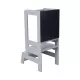 Inaltator Learning Tower Ajustabil cu tabla de scris, Ajutor de bucatarie MeowBaby, lemn Gri inchis Inaltator Learning Tower Ajustabil cu tabla de scris, Ajutor de bucatarie MeowBaby, lemn Gri inchis