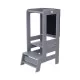 Inaltator Learning Tower Ajustabil cu tabla de scris, Ajutor de bucatarie MeowBaby, lemn Gri inchis Inaltator Learning Tower Ajustabil cu tabla de scris, Ajutor de bucatarie MeowBaby, lemn Gri inchis