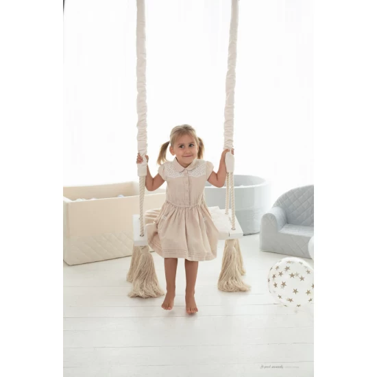 Leagan din lemn si spuma pentru copii WoodSwing by BabySteps, Catifea Velvet Bej Leagan din lemn si spuma pentru copii WoodSwing by BabySteps, Catifea Velvet Bej
