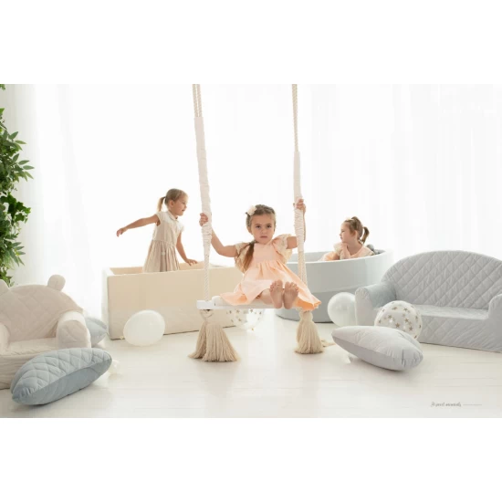 Leagan din lemn si spuma pentru copii WoodSwing by BabySteps, Catifea Velvet Bej Leagan din lemn si spuma pentru copii WoodSwing by BabySteps, Catifea Velvet Bej