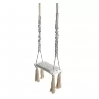 Leagan din lemn si spuma pentru copii WoodSwing by BabySteps Catifea Velvet Ecru