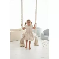 Leagan din lemn si spuma pentru copii WoodSwing by BabySteps Catifea Velvet Ecru