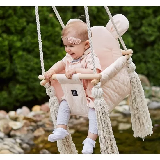 Leagan pentru copii si bebelusi Catifea Velvet cu perna detasabila ursulet Teddy Mint