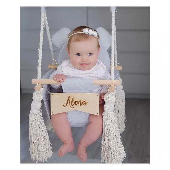 Leagan pentru copii si bebelusi Catifea Velvet cu perna detasabila ursulet Teddy Mint