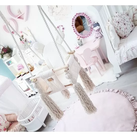 Leagan pentru copii si bebelusi Catifea Velvet cu perna detasabila ursulet Teddy Mint