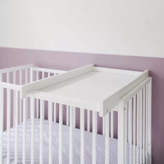 Masa de infasat din lemn, atasabila la patut bebe 120x60 si 140x70 cm, Alb, 86 x 51 x 7 cm, include saltea din spuma, husa detasabila bumbac, Woodies, 40 x 70 cm Masa de infasat din lemn, atasabila la patut bebe 120x60 si 140x70 cm, Alb, 86 x 51 x 7 cm, include saltea din spuma, husa detasabila bumbac, Woodies, 40 x 70 cm