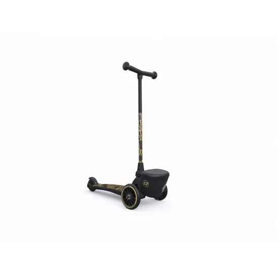 Pachet trotineta copii pliabila cu roti luminoase Highwaykick 2 Black Gold Limited Scoot Ride si casca S-M Pachet trotineta copii pliabila cu roti luminoase Highwaykick 2 Black Gold Limited Scoot Ride si casca S-M