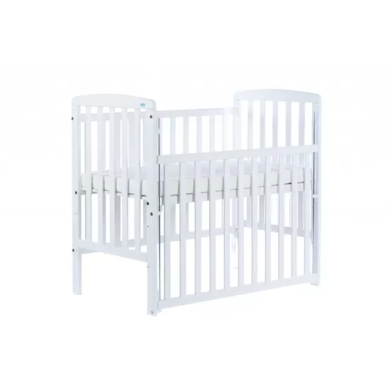 Patut bebe din lemn masiv, laterala culisabila si inaltime reglabila a saltelei, bedside Alice Alb, 100x50 cm Patut bebe din lemn masiv, laterala culisabila si inaltime reglabila a saltelei, bedside Alice Alb, 100x50 cm