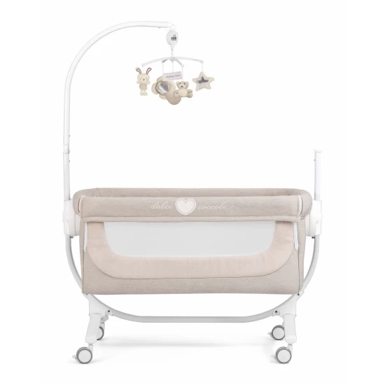 Patut co-sleeper 2 in 1 cu leganare, laterala culisanta, reglabil pe inaltime Cullami melange beige