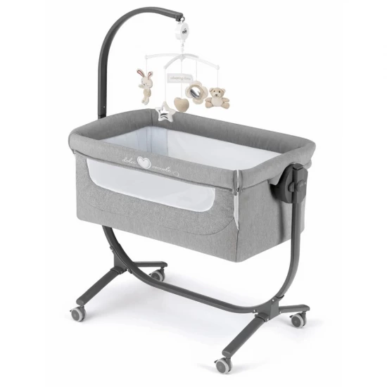 Patut co-sleeper 2 in 1 cu laterala culisanta, setare unghiulara, roti, reglabil in 8 pozitii pe inaltime, Cullami, Gri Patut co-sleeper 2 in 1 cu laterala culisanta, setare unghiulara, roti, reglabil in 8 pozitii pe inaltime, Cullami, Gri