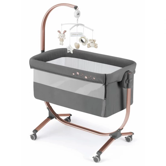 Patut co-sleeper 2 in 1 cu laterala culisanta, setare unghiulara, roti, reglabil in 8 pozitii pe inaltime, Cullami, Gold Patut co-sleeper 2 in 1 cu laterala culisanta, setare unghiulara, roti, reglabil in 8 pozitii pe inaltime, Cullami, Gold