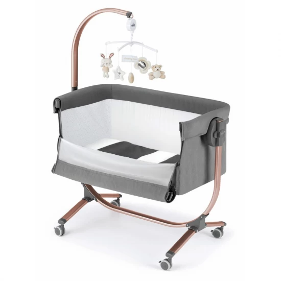 Patut co-sleeper 2 in 1 cu laterala culisanta, setare unghiulara, roti, reglabil in 8 pozitii pe inaltime, Cullami, Gold Patut co-sleeper 2 in 1 cu laterala culisanta, setare unghiulara, roti, reglabil in 8 pozitii pe inaltime, Cullami, Gold