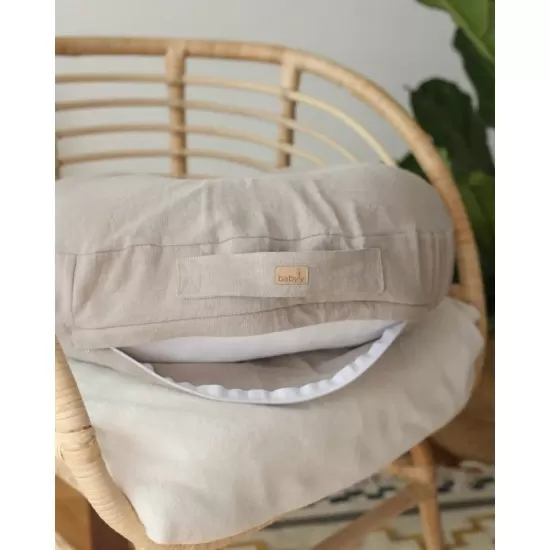 Perna pentru gravide si alaptare, 100% in si umplutura ferma, antialergica, Big cu maner, Roz pudra, BabyLy Perna pentru gravide si alaptare, 100% in si umplutura ferma, antialergica, Big cu maner, Roz pudra, BabyLy