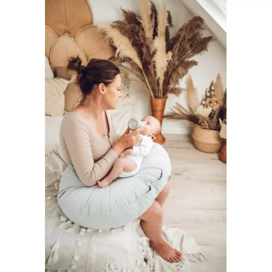 Perna pentru gravide si alaptare, catifea si umplutura antialergica, Big cu buzunare, Sepia Rose, BabySteps Perna pentru gravide si alaptare, catifea si umplutura antialergica, Big cu buzunare, Sepia Rose, BabySteps